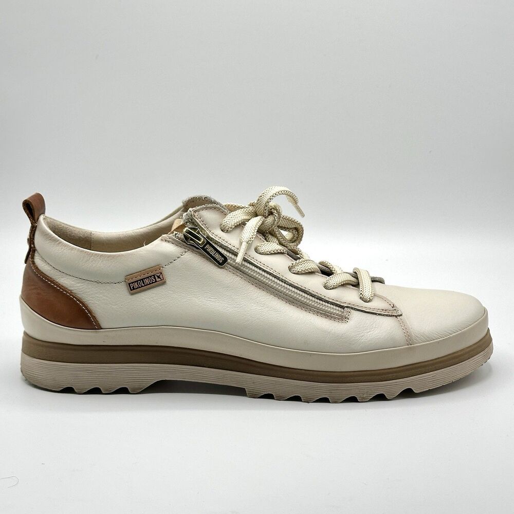 Pikolinos Vigo Zip Up Lace Up Leather Oxford Sneakers in Nata Size 42 EU / US 11 - Picture 8 of 14